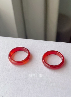 天然红玛瑙戒指指环男女款情侣小饰品首饰戒圈指环尾戒