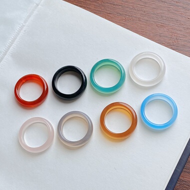 大红玛瑙玉髓戒指男女高级感玉戒指素圈指环文玩跑环配饰