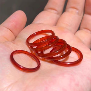 天然高冰红玛瑙戒指本命年 红戒圈玉髓玛瑙跑环配饰内径20mm
