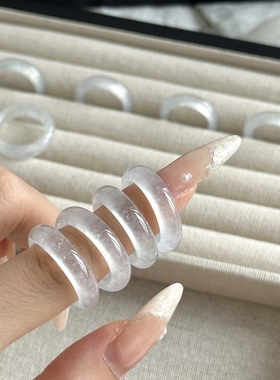 天然白月光戒指 荔枝冻白水晶高冰指环食指戒指高级感