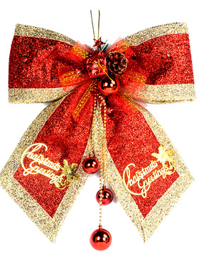 圣诞节装饰品大号红色圣诞蝴蝶结铃铛挂件橱窗玻璃门挂墙挂美陈