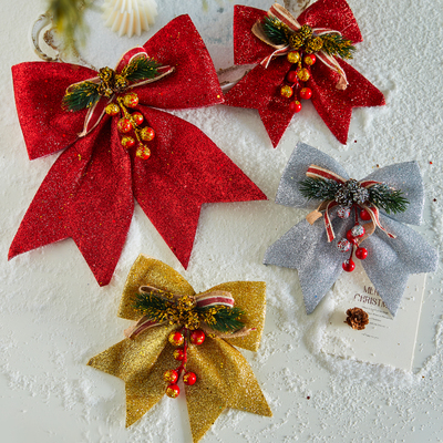 圣诞节装饰品蝴蝶结铃铛挂件圣诞树配饰挂饰酒店场景氛围布置道具