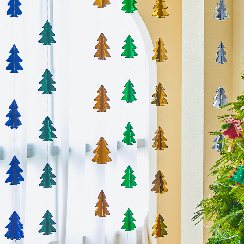 圣诞节装饰布置圣诞树吊饰悬挂吊旗挂饰纸质珠宝店铺创意吊顶挂件
