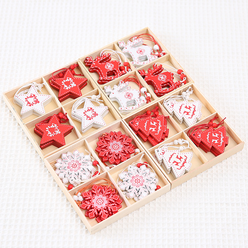 君彤木质五角星雪花挂件