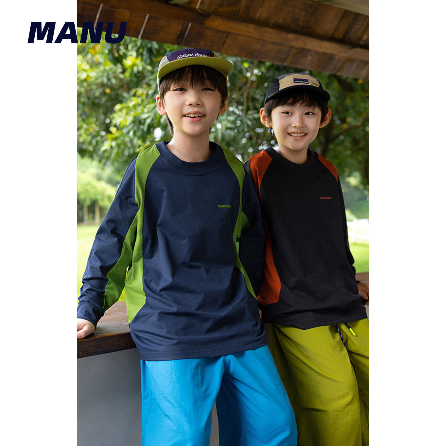 速干索罗娜 MANUKIDS童装男童26秋季撞色透气孔防晒中大童长袖T恤