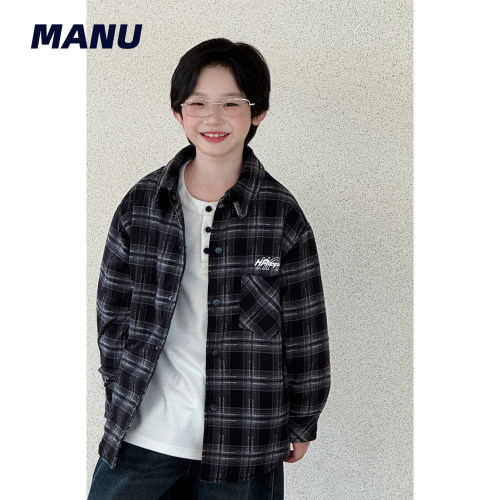 复古格子夹棉棉袄衬衫棉服外套