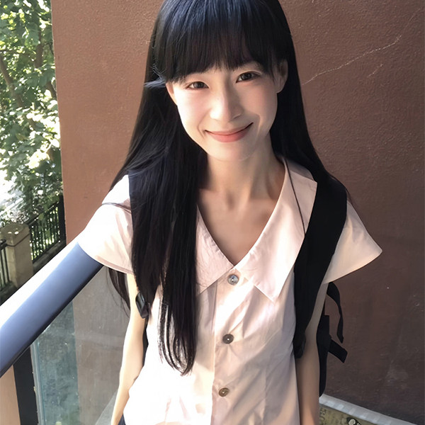 学院风粉色短袖衬衫女图片