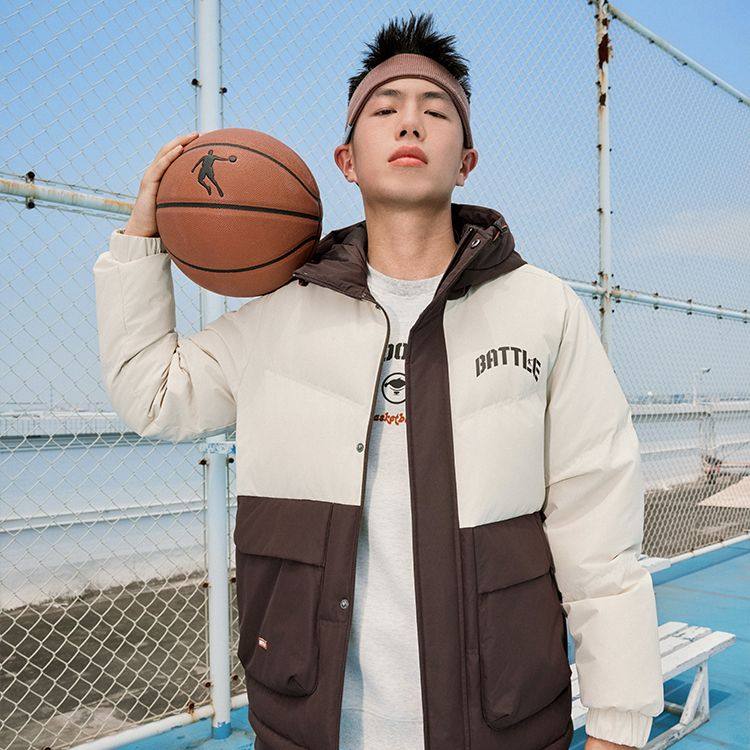 乔丹梭织羽绒服男2025冬季保暖防风宽松篮球运动外套QDAGM3254130