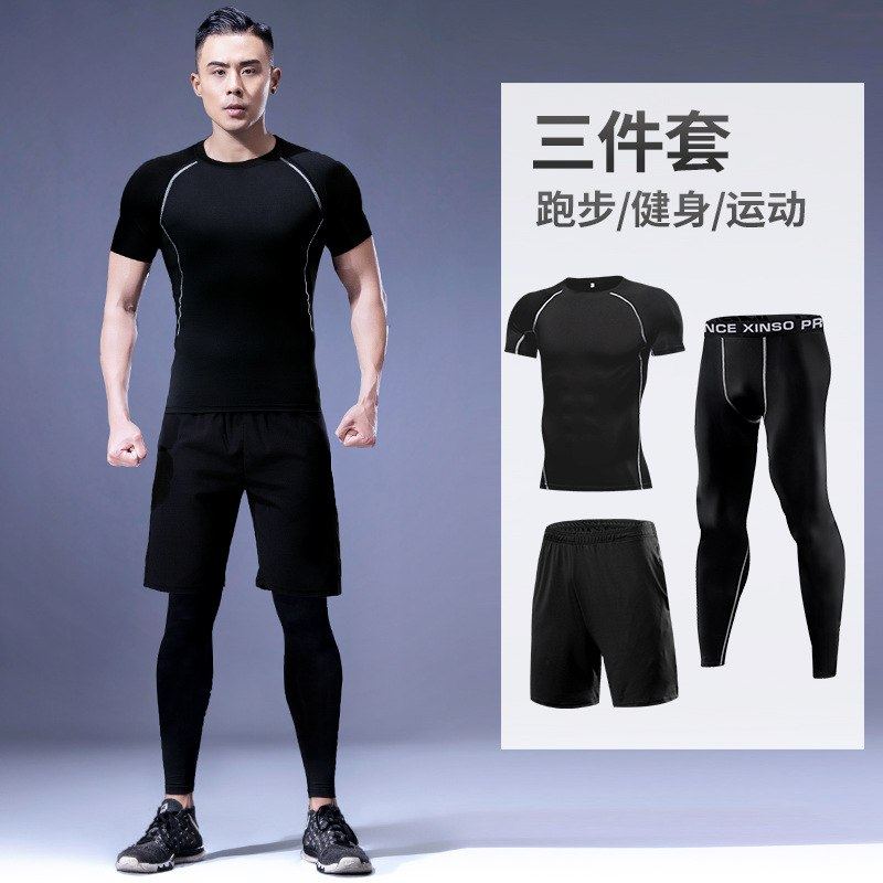 新品 运动健身套装男速干衣紧身训练服健身房篮球跑步短袖裤夏季