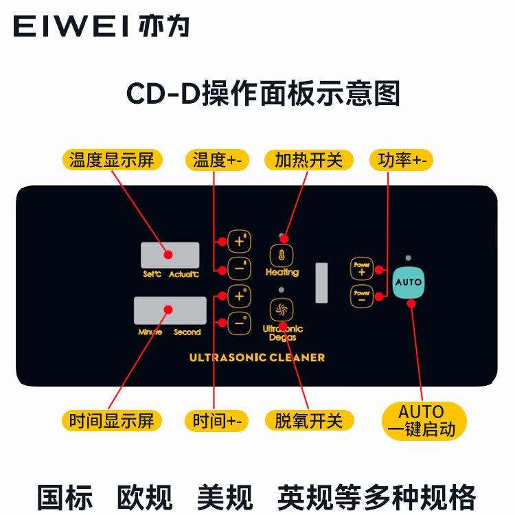 EIWEI亦为一键启动超声波清洗机 4升3D打印DIY模型脱脂清洗固化