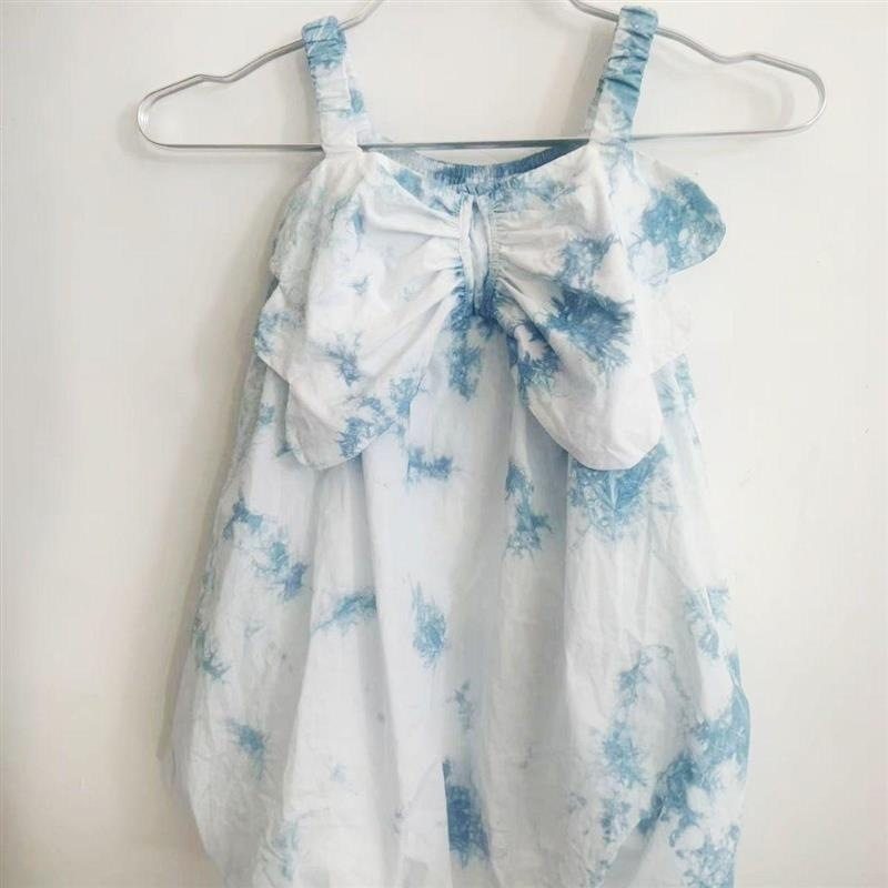 儿童民族风白族扎染蓝染板蓝根植物染手工蝴蝶连衣裙爆款,特色手工艺,白族扎染,淘宝优惠券,粉丝福利购,淘宝优惠卷