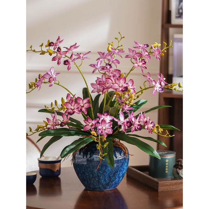 千鸟兰假花蝴蝶兰仿真花客厅摆设蕙兰花艺酒店摆放装饰高端摆件