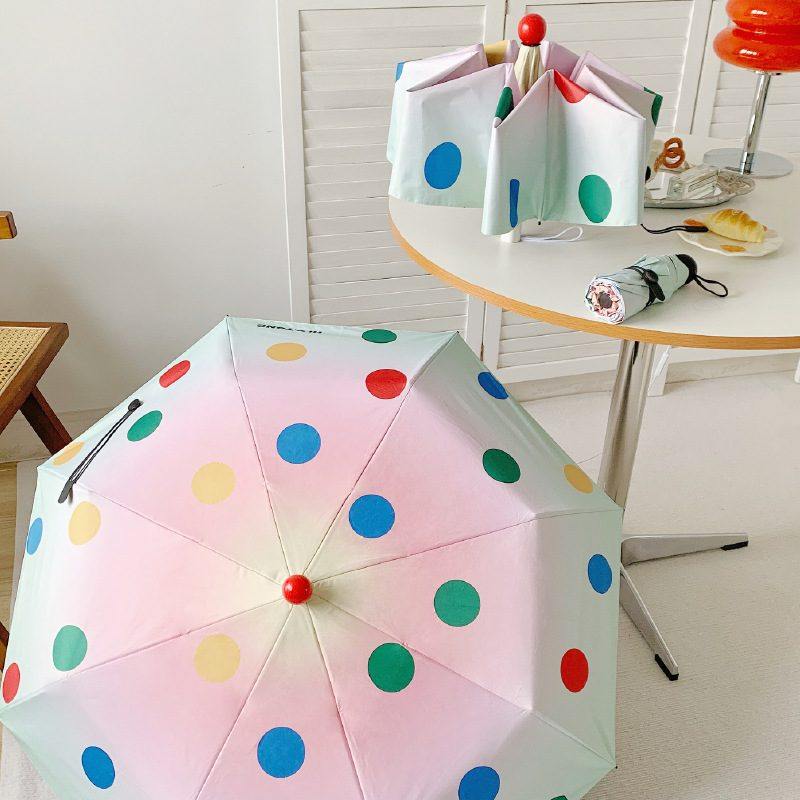 渐变波点全自动晴雨伞防晒防紫外线折叠便携ins遮阳伞学生太阳伞,居家日用,伞帽,淘宝优惠券,粉丝福利购,淘宝优惠卷
