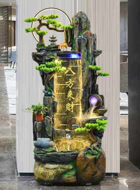 假山流水喷泉循环水招财风水落地装饰水幕墙办公室摆件客厅景观轮