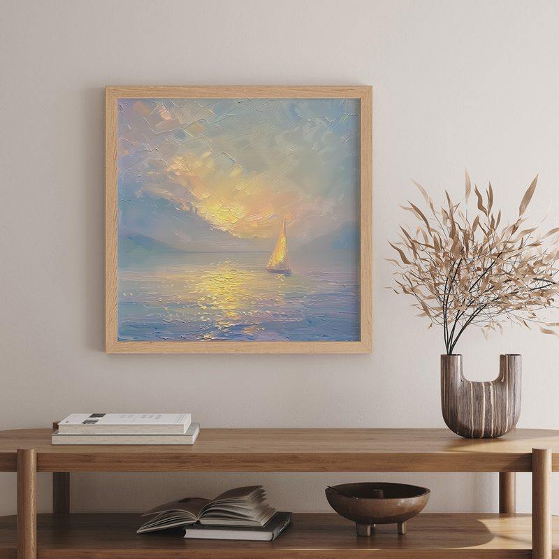 静谧帆影客厅卧室沙发风景自然植物海边装饰画挂画艺术框油画壁画,家居饰品,现代装饰画,淘宝优惠券,粉丝福利购,淘宝优惠卷