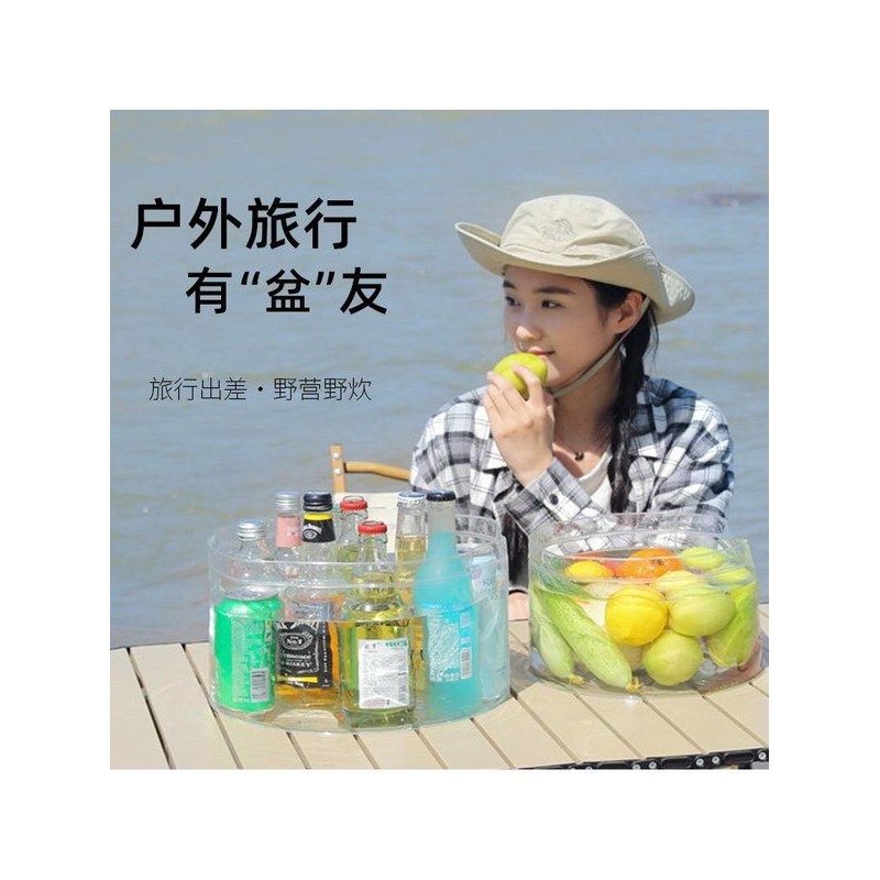 旅游洗衣袋手提式洗漱盆洗脸泡脚桶便携通用可折叠水盆户外洗菜盆