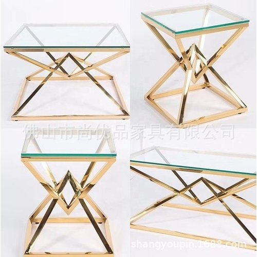 控制台玄关桌不锈钢金色透明桌面简约端景台入户靠墙条案玄关柜