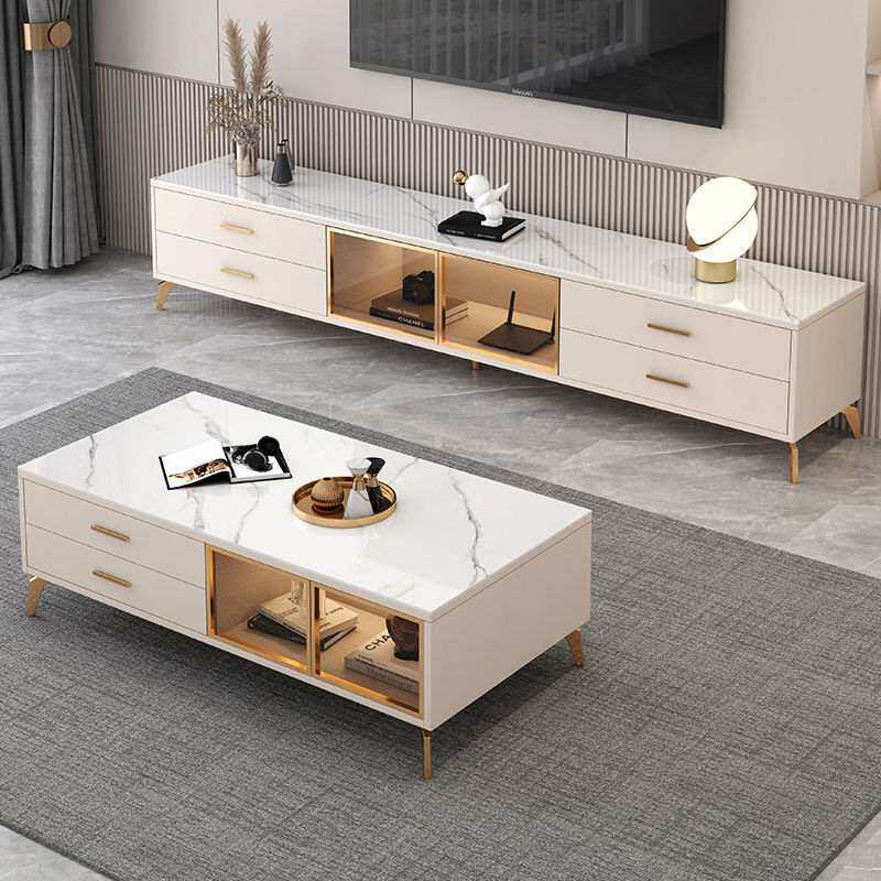 电视柜茶几组合套装简约现代轻奢客厅家用小户型电视机柜玻璃地柜