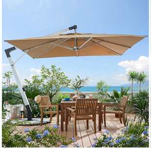 户外遮阳伞庭院伞仿木全铝吊伞花园7字罗马伞室外别墅伞侧边3米伞