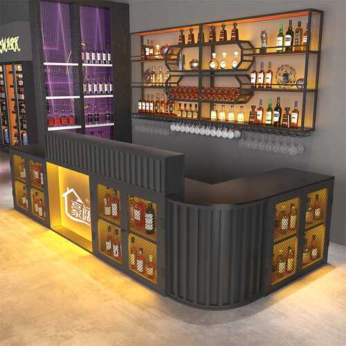工业风酒吧吧台铁艺收银台烧烤店火锅店接待前台复古转角清吧台