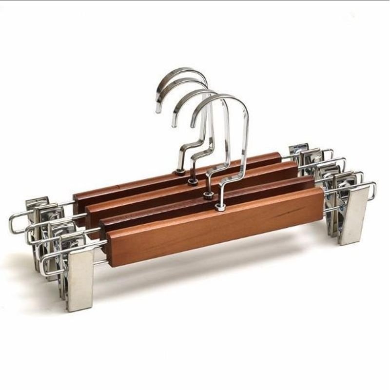 10个装实木裤架裤夹子服装店衣架家用防滑无痕木质裤夹裤架子木头