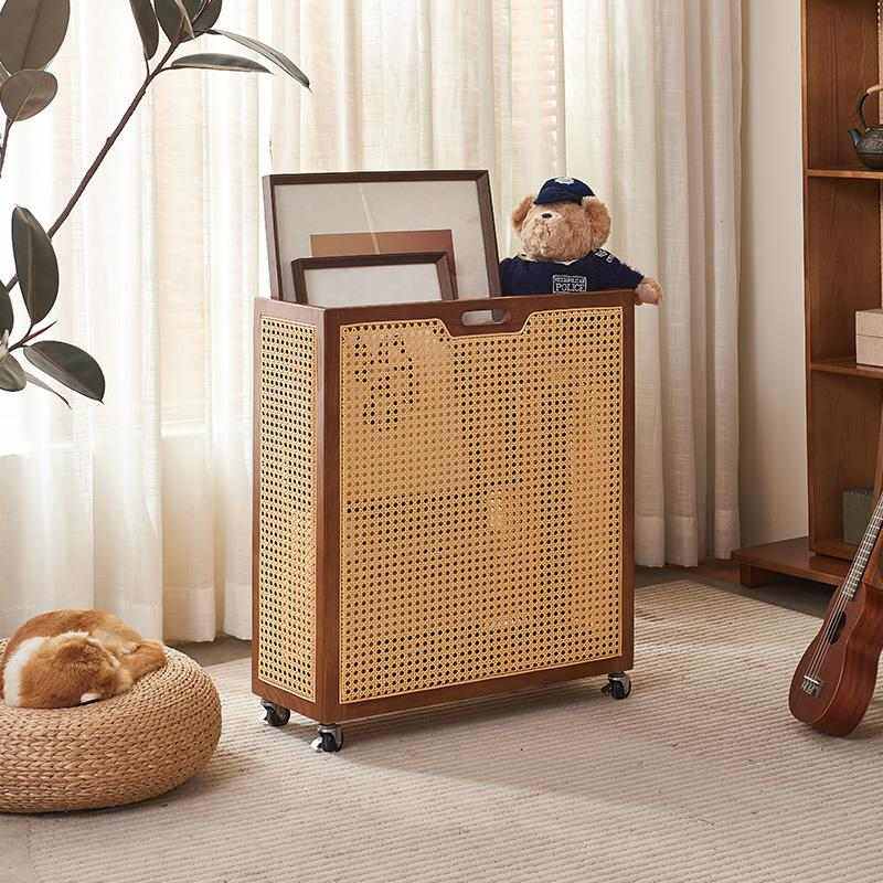 中古实木藤编收纳箱羽毛球拍瑜伽垫健身器材储物收纳筐可移动带轮,收纳整理,收纳箱,淘宝优惠券,粉丝福利购,淘宝优惠卷