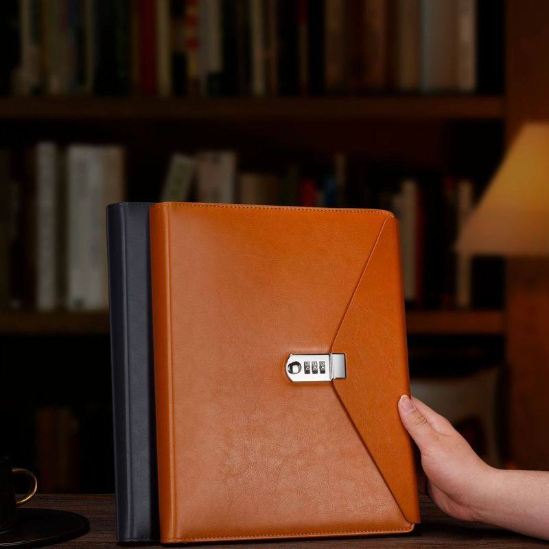 新款直销A4密码文件夹量房本谈单本多功能资料夹皮质经理夹商务销