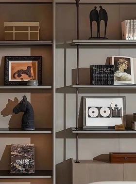 样板间书房书架装饰摆件搭配组合办公区陈列柜软装书柜电视柜饰品