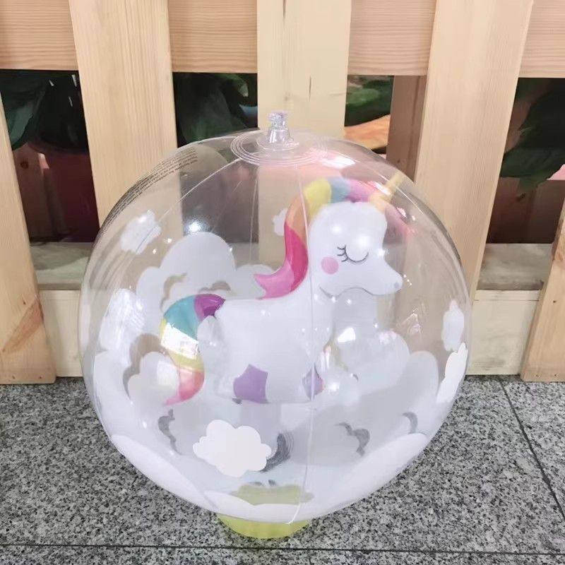 水上戏水球儿童充气球孩子球中球独角兽玩具立体沙滩球早教海洋球