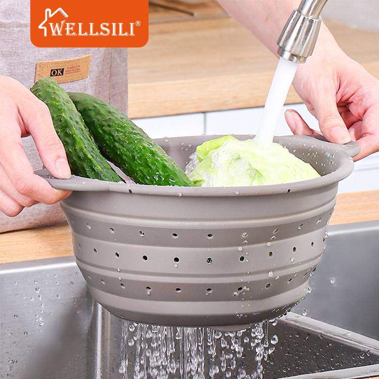 新品 硅胶沥水篮不锈钢折叠滤水篮厨房洗菜盆菜篮家用水果篮伸缩,家装主材,沥水篮,淘宝优惠券,粉丝福利购,淘宝优惠卷