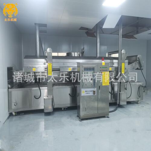 全自动皮皮虾油炸流水线连续式油炸生产线设备高温油炸鸡腿油炸机