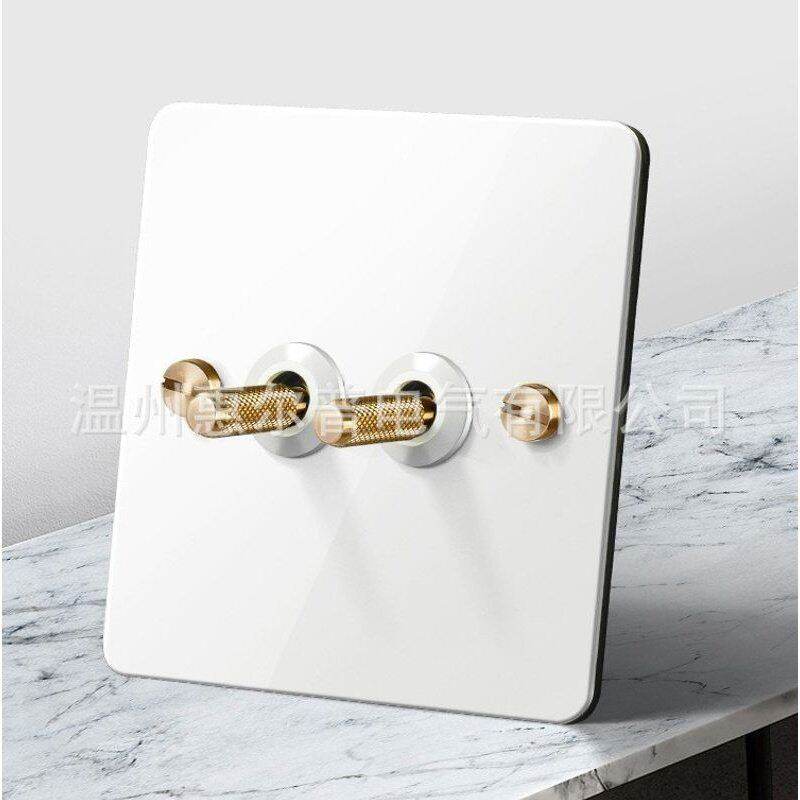 英式86型家装开关白色滚手面板复古杆开关插座花不锈钢烤漆拨动拨