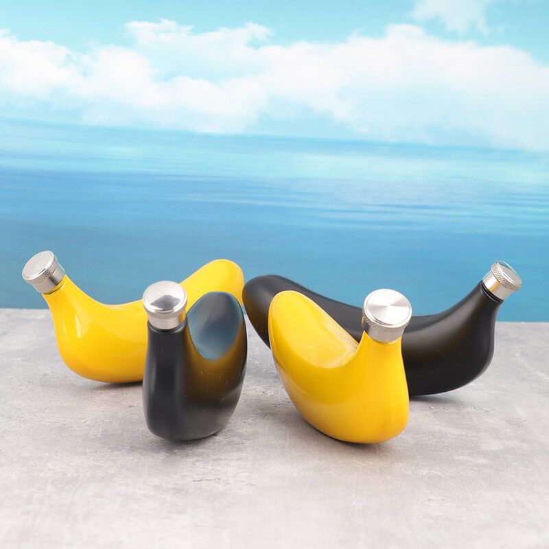 现货不锈钢5oz香蕉酒壶户外两3精美专供小水壶便携酒壶跨境礼品