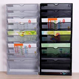 10层银色多层文件架杂志报刊架办公架铁壁挂式收纳书报整理艺A4架