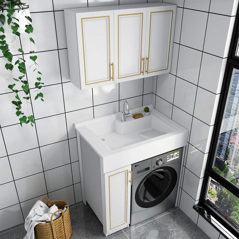 太空铝小户型阳台洗衣柜滚筒洗衣机一体柜洗衣伴侣浴室洗脸柜组合