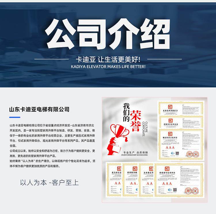 家用电梯二三四五层别墅阁楼复式室内外小型观光液压曳引平台升降