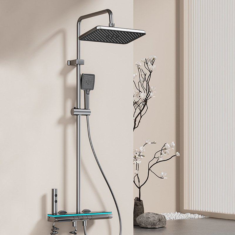 枪灰色淋浴花洒套装即花铜热式恒温淋浴器用洒家四档喷头增压全,家装主材,恒温花洒套装,淘宝优惠券,粉丝福利购,淘宝优惠卷