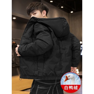 男士羽绒服秋冬季潮牌帅气冬装上衣潮流宽松连帽短款加厚鸭绒外套