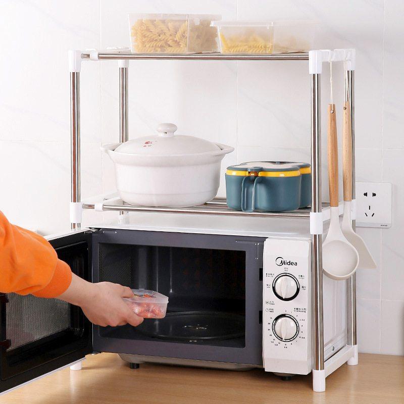 可伸缩微波炉置物架双层杂物烤箱不锈钢家调料收纳灶台桌面架架,厨房/烹饪用具,微波炉置物架,淘宝优惠券,粉丝福利购,淘宝优惠卷