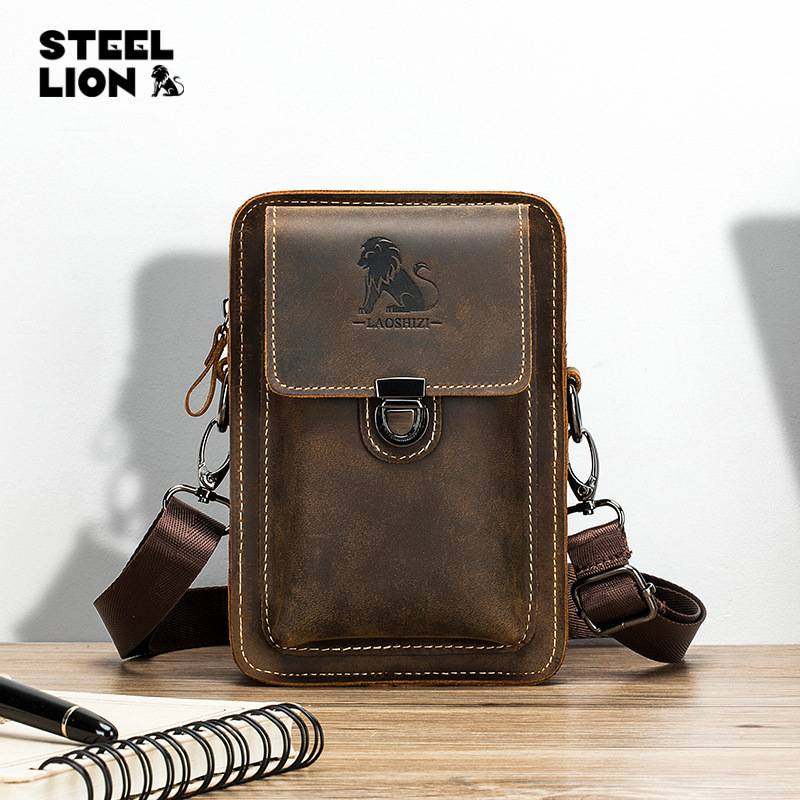 新品 疯马皮男士真皮休闲穿皮带手机腰包头层牛皮多功能单肩斜挎,箱包皮具/热销女包/男包,手机包,淘宝优惠券,粉丝福利购,淘宝优惠卷