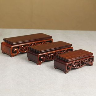 陶瓷古玩奇石实木底座长方形木雕摆件底托红木工艺品和田玉木座