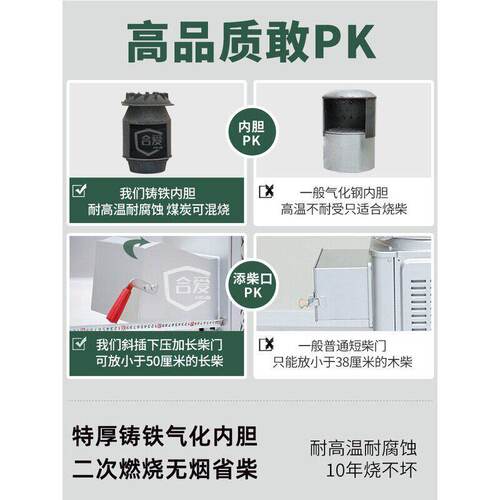 新型柴火气化炉内胆铸铁手工农村边炉室内炉灶新型气化自制柴火炉