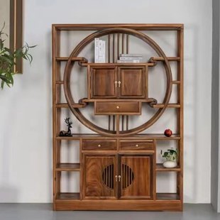 胡桃木小型博古架小物件摆件架多宝阁置物架实木家用办公中式屏风