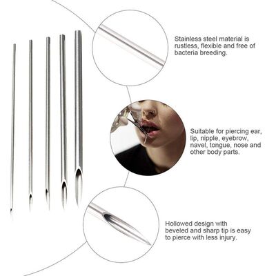 5-100PCS Body Piercing Needle 10G 12G 14G 16G 18G 20G Surgic