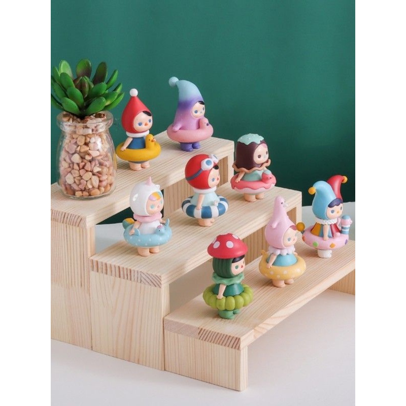 亚克力首饰展示架手办泡泡玛特盲盒木质收纳架子阶梯陈列柜置物架