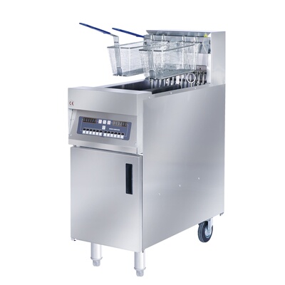 全自动升降立式电热炸炉商用燃气电脑版单缸电炸锅带滤油车油炸机