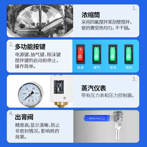 广州祥明中药药膏浓缩机果汁原浆凝胶提取草药液蒸发膏方浓缩机