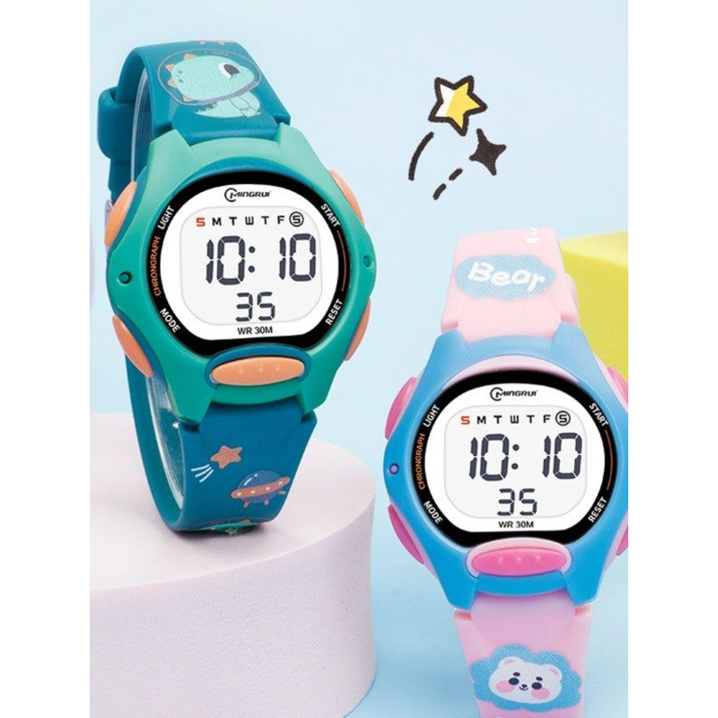 女童手表防水幼儿园小学生男孩印花小表盘夜光少儿电子表防水