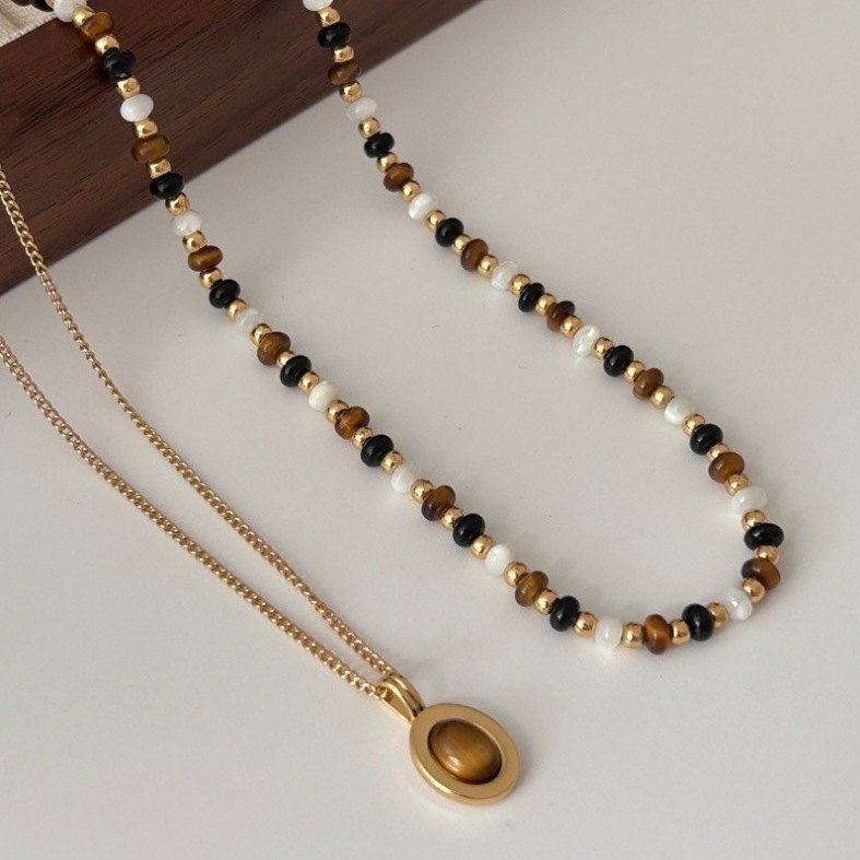 虎眼石母贝玛瑙天然串珠项链毛衣潮新中式女感高级设计轻奢链小众,珠宝/钻石/翡翠,颈饰,淘宝优惠券,粉丝福利购,淘宝优惠卷