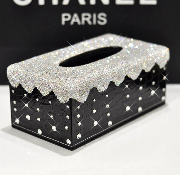 轻奢皮质镶钻贴钻纸巾盒 创意轻奢纸巾抽纸盒 家用纸抽盒欧式车用,收纳整理,纸巾盒,淘宝优惠券,粉丝福利购,淘宝优惠卷